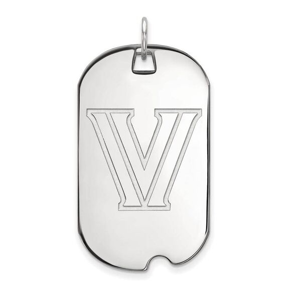 Sterling Silver Villanova U. Large Logo Dog Tag Pendant